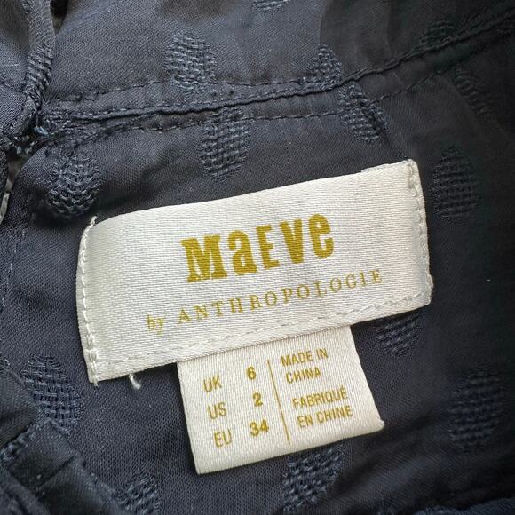 Maeve Anthropologie navy blue polka dot print sleeveless top size 2 - Picture 6 of 11